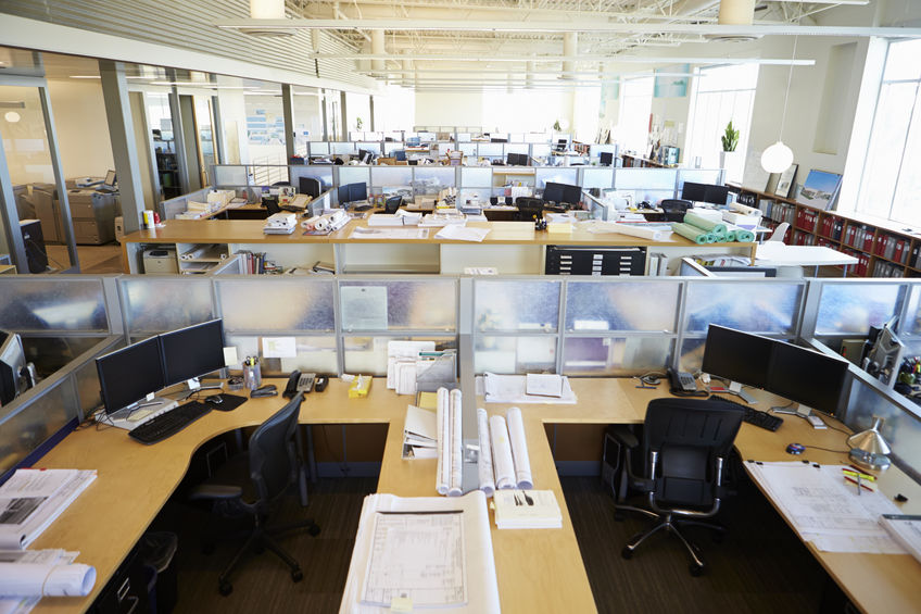 Empty Modern Open Plan Office antimicrobial protectant spray