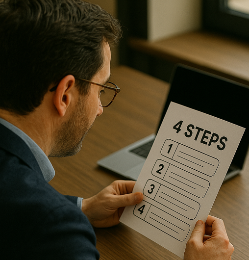 business owner looking at the 4 steps