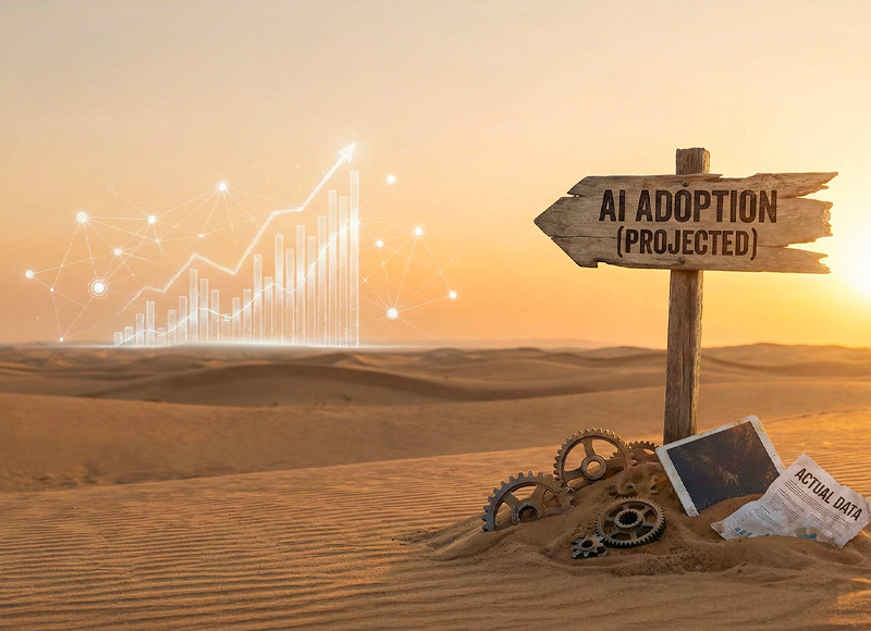 projected AI adoption sign