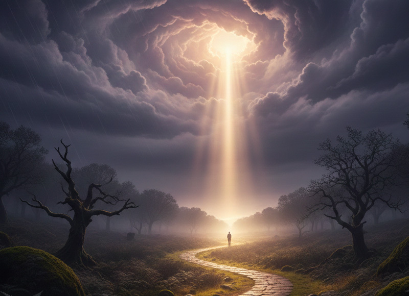 person wandering into storm