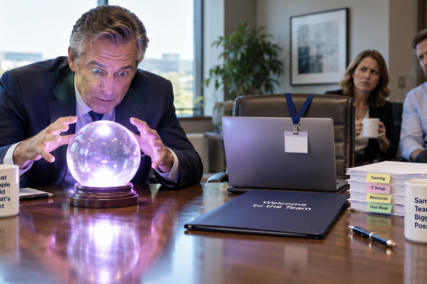 business owner looking into crystal ball