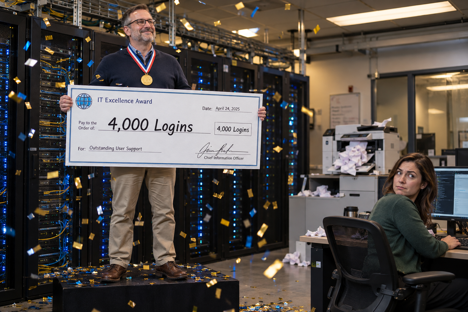 CIO holding 4000 logins award