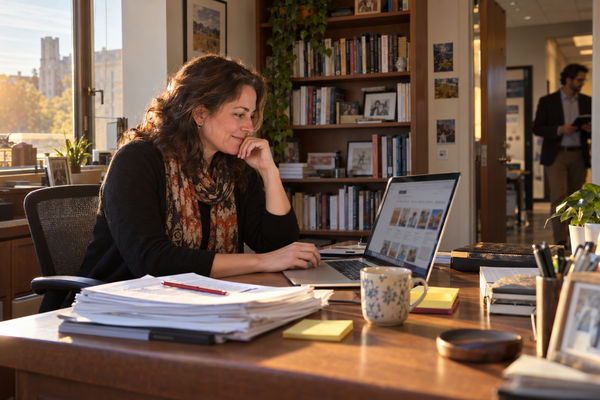 educator using AI resource library